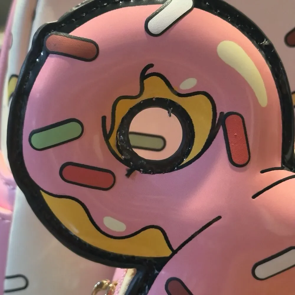 Disney Parks Loungefly Mickey Mouse Donut Sprinkles Mini Backpack Faux Leather.